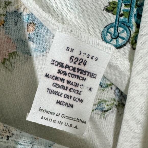 Vintage 1970s Floral Long House Dress Nightgown Medium White Cottage Boho Dainty - Picture 5 of 5